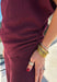 Rich burgundy makes this matching set from Hyfve an easy choice for the transition from fall gatherings into the holiday season. The short sleeve mock neck top features ruching along the sides, adding texture and shape to the simple silhouette. Matching wide leg pants keep the look comfortable with an easy elastic waistband and plenty of movement.
