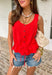 Add a pop of bold spring color to your closet with this red button down sweater tank by Wishlist! The open knit texture keeps it light and breathable, while the button-front design makes it easy to style solo or layered over a simple cami. Finished with the cutest scalloped hem and a tie detail at the bottom, this piece gives you that “effortlessly put together” look with just the right amount of playful charm. Pair it with light wash denim for an easy daytime outfit.