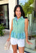 This green and white stripe top is such a fresh and fun piece for summer! The classic stripe print keeps it easy to style, while the light blue floral eyelet embroidery along the scalloped hem adds the prettiest, unexpected detail. The peplum silhouette creates a flattering, feminine shape, and the collared neckline with button front gives it that polished finish. Lightweight and breathable, it’s perfect for warm days when you want to feel put together without overthinking it. 