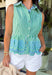 This green and white stripe top is such a fresh and fun piece for summer! The classic stripe print keeps it easy to style, while the light blue floral eyelet embroidery along the scalloped hem adds the prettiest, unexpected detail. The peplum silhouette creates a flattering, feminine shape, and the collared neckline with button front gives it that polished finish. Lightweight and breathable, it’s perfect for warm days when you want to feel put together without overthinking it. 
