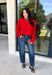 Nothing says cozy season like a classic red sweater, and this timeless knit from Double Zero is one you'll reach for again and again. Designed in a rich red hue, this effortlessly versatile sweater features exposed seam detailing that adds a modern touch to its classic silhouette. Ribbed trim at the neckline and cuffs provides a polished finish, while the soft knit construction keeps you warm and comfortable all day long. 