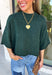 Cozy with a modern edge, this forest green sweater is an easy go-to for cooler days. Designed with a mock neck and cropped length, it’s finished with exposed seam details that add a casual, laid-back vibe. Ribbed cuffs and hem bring structure to the soft knit, while the lightweight blend makes it perfect for layering. A versatile piece that pairs effortlessly with denim, skirts, or wide-leg pants for fall.