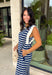 This navy and off white striped maxi dress is the effortless summer staple you'll reach for again and again! The classic stripe print gives it a timeless, coastal-inspired feel, while the contrast rib trim at the neckline and armholes adds a sporty touch. Lightweight and incredibly comfortable, it has that easy throw-on-and-go style that works for everything from vacation days to weekend errands. And with side pockets (always a win), it's as practical as it is cute. 