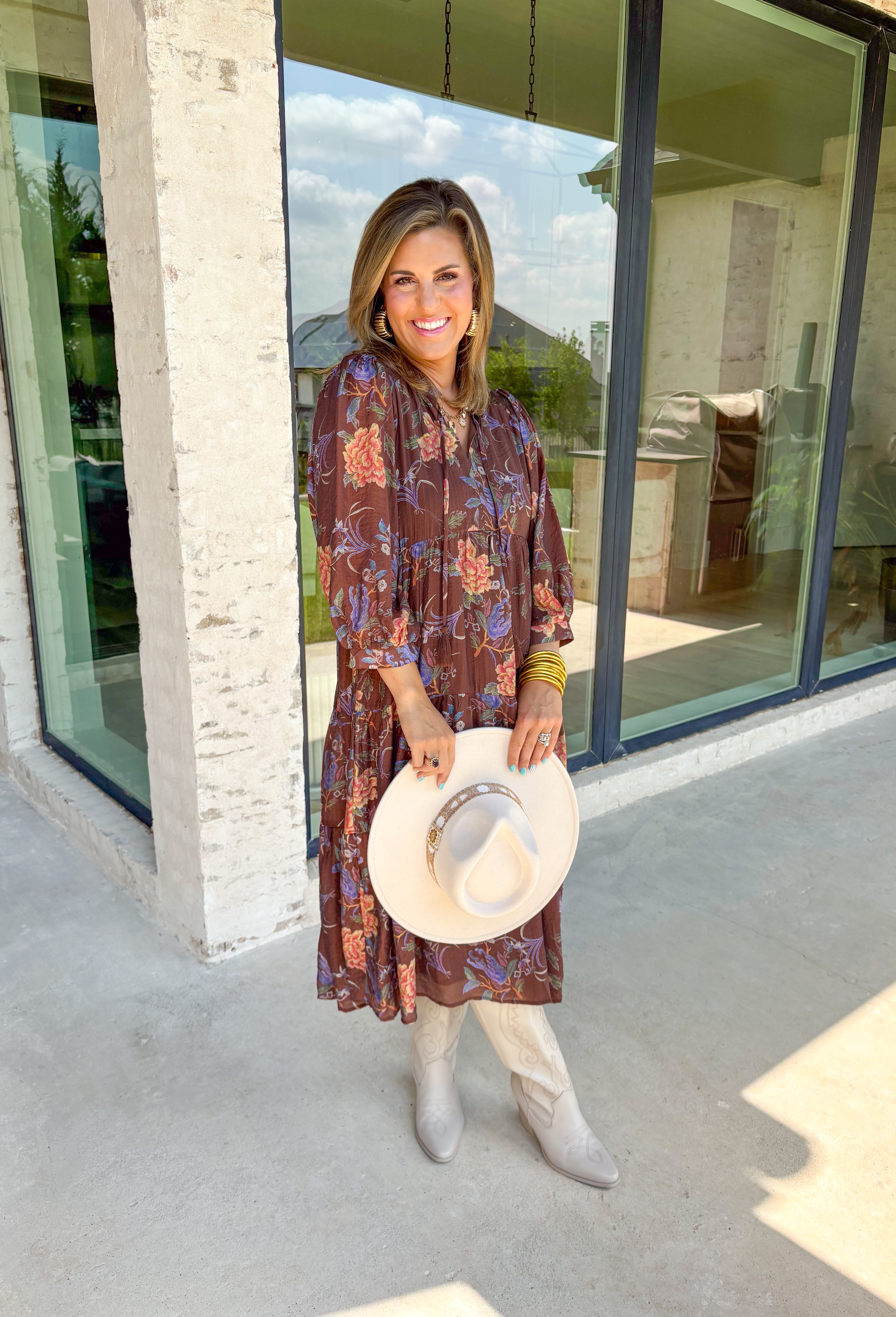 Hello There Floral Midi Dress - Groovy's