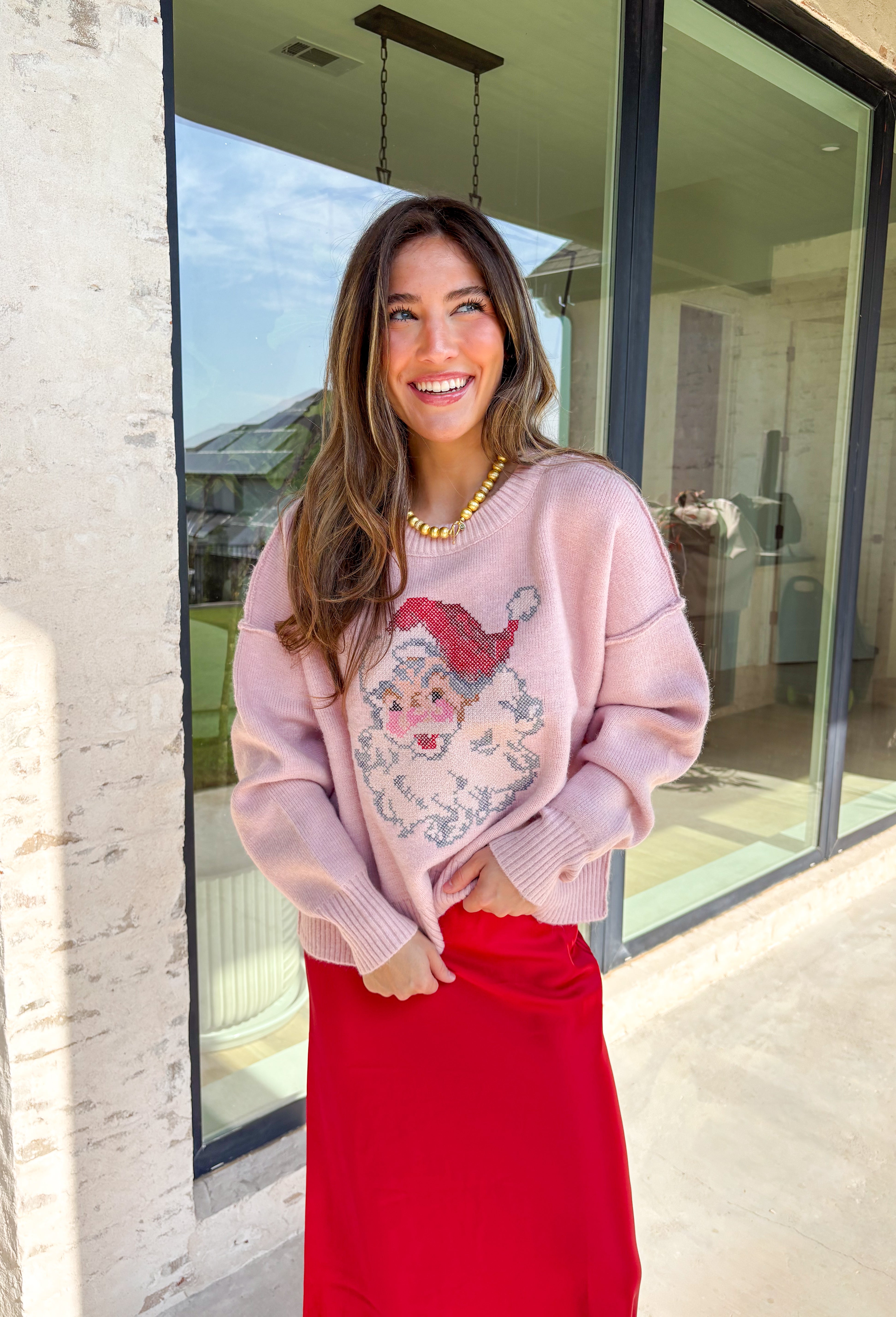 Here Comes Santa Claus Sweater - Clothing - Sweaters - Pullovers - Peach Love - Groovy's