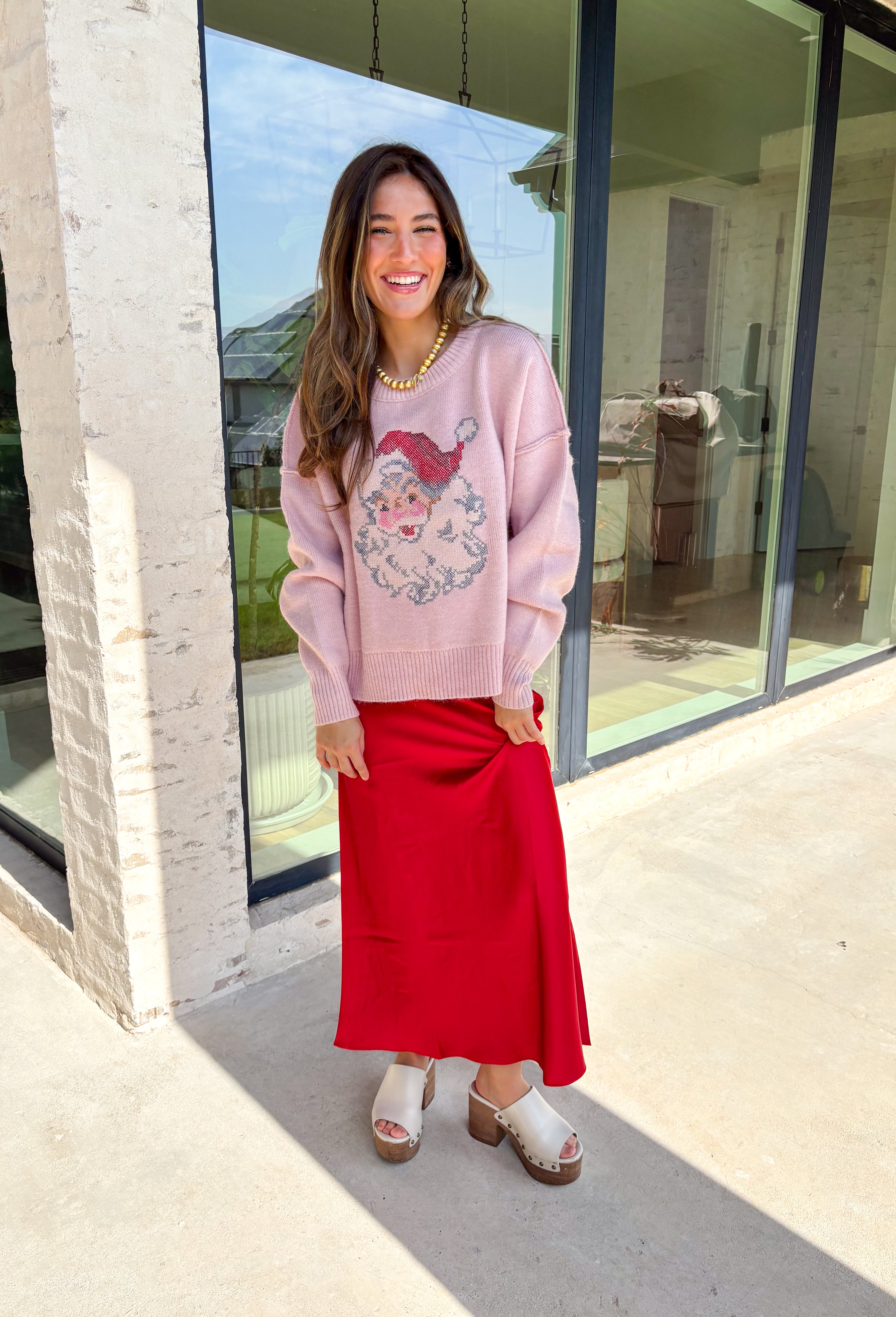 Here Comes Santa Claus Sweater - Clothing - Sweaters - Pullovers - Peach Love - Groovy's