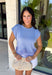 This chambray blue sweater knit top is such a soft, elevated staple for summer! The lightweight knit keeps it breathable while still giving that polished, put-together feel. The cap sleeves add a flattering touch, and the lace trim hem brings in just the right amount of feminine detail to make it feel special. It’s the kind of piece you can easily dress up or keep casual, making it perfect for everything from everyday plans to casual dinners. 