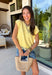 This lemon sweater knit top is such a soft, elevated staple for summer! The lightweight knit keeps it breathable while still giving that polished, put-together feel. The cap sleeves add a flattering touch, and the lace trim hem brings in just the right amount of feminine detail to make it feel special. It’s the kind of piece you can easily dress up or keep casual, making it perfect for everything from everyday plans to casual dinners.