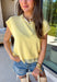 This lemon sweater knit top is such a soft, elevated staple for summer! The lightweight knit keeps it breathable while still giving that polished, put-together feel. The cap sleeves add a flattering touch, and the lace trim hem brings in just the right amount of feminine detail to make it feel special. It’s the kind of piece you can easily dress up or keep casual, making it perfect for everything from everyday plans to casual dinners.