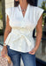 A timeless neutral is always in style, and this cream blouse is one you'll wear on repeat all season long! Designed with a flattering v-neckline and an adjustable self-tie waist, this feminine top creates a beautifully tailored silhouette with effortless comfort. The button front adds a polished touch, while the smocked elastic back offers a flexible, flattering fit. 