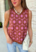 Bold florals and cozy knits make the perfect combination for fall! This sleeveless sweater features a beautiful pink and rust floral pattern that brings a feminine touch to your seasonal wardrobe. Finished with contrast ribbed trim, this lightweight knit is perfect for layering under your favorite blazer, or denim jacket as the weather cools. Whether you're heading to the office, brunch with friends, or a weekend outing, this versatile sweater tank makes transitioning into autumn effortless and stylish.