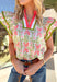Soft, cheerful, and full of spring color, this cream short sleeve top by Entro is an easy way to brighten your everyday look. Featuring a pretty floral print with pops of green, pink, and coral, it feels light and happy for the season. The coral, white, and green band detail along the front adds a fun contrast, while the coral ruffle neckline gives it a sweet, feminine finish. Made from breathable cotton, this top is perfect for warm spring days.