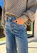 Make your winter wardrobe shine with these statement-making straight jeans by Just Black Denim. Designed in a classic medium wash with a flattering high rise, these standout denim gems are covered in silver rhinestones from front to back for the perfect touch of sparkle. With a structured yet comfortable fit, they’re ready for holiday parties, festive nights out, or whenever you want to turn heads.