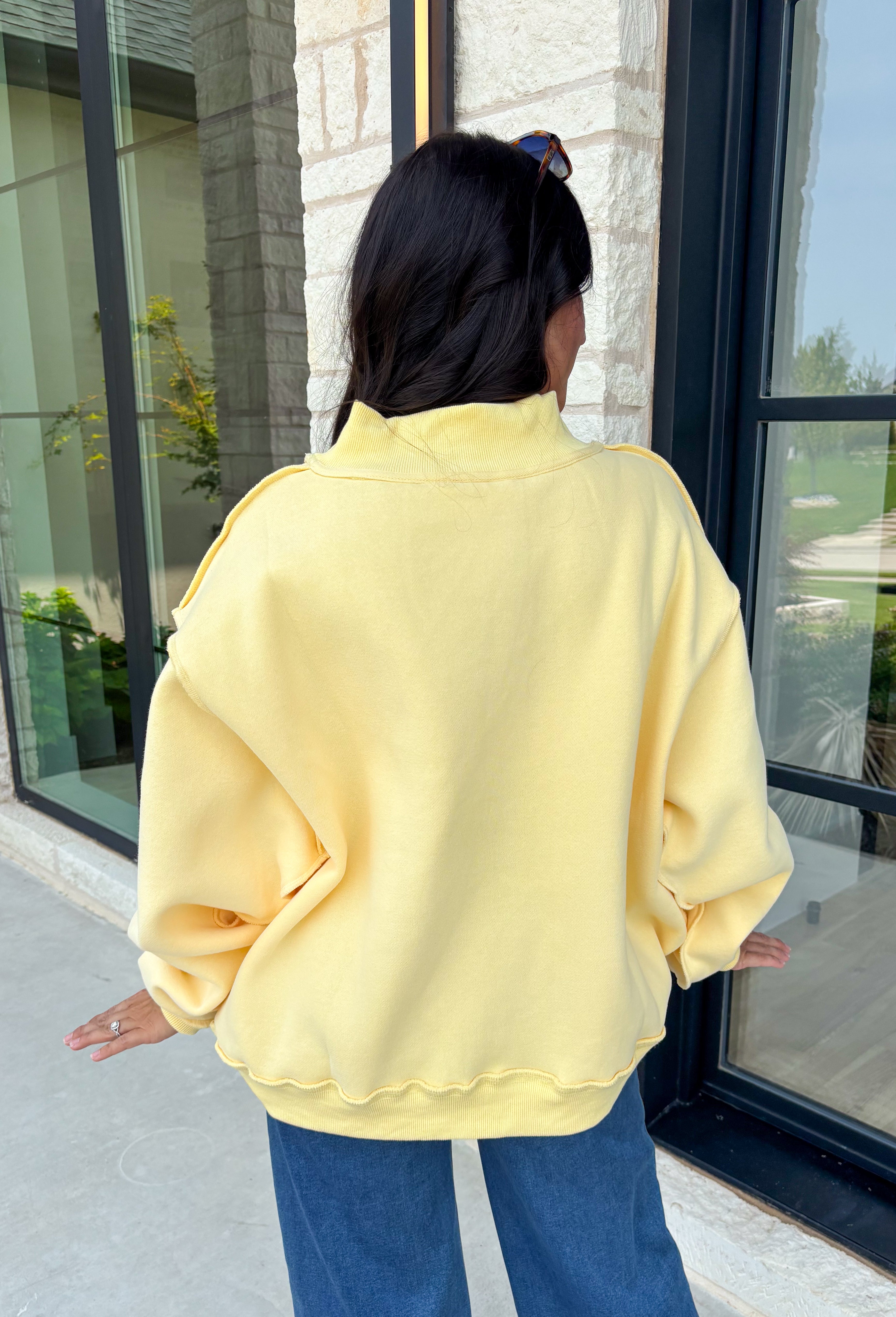 Wrap yourself in faith and comfort with this butter yellow pullover that shares a message worth wearing! Featuring cheerful bubble lettering that reads "Jesus Saves," this cozy soft sweatshirt is the perfect reminder of hope and grace wherever your day takes you. The fleece-lined interior keeps you warm and cozy, while the exposed seam details and ribbed trim give it a laid-back, lived-in feel. 