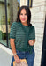Get the layered look without the extra effort in this cozy short sleeve sweater. Featuring rich hunter green and off white stripes, this knit is designed with an attached layered scarf detail that instantly elevates your outfit. The soft sweater knit keeps you cozy while the short sleeves make it perfect for transitioning through the season and layering under your favorite jackets. 
