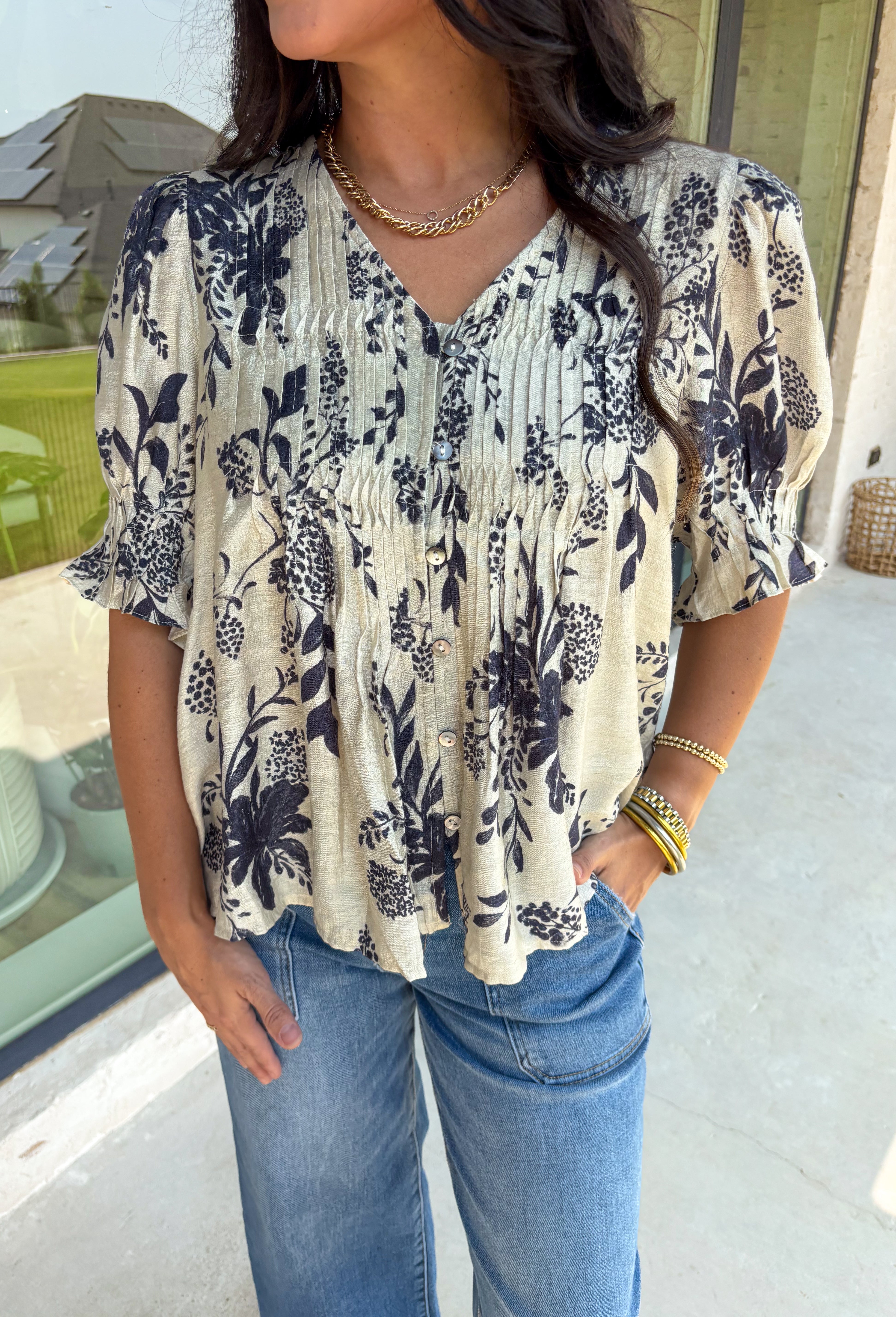 Just Pretend Top in Navy - Groovy's