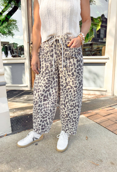 Kasey Leopard Barrel Pants - Groovy's