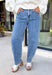 Add a playful twist to your everyday denim with these standout barrel jeans from Risen. Designed in a classic medium wash, these high-rise cropped jeans feature embroidered polka dots throughout for a fun, feminine detail that's easy to wear. The on-trend barrel leg silhouette creates a relaxed yet flattering fit, while the comfortable stretch fabric keeps you feeling great from morning to night. 