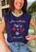 This navy graphic tank is made for celebrating summer and everything that comes with it! Featuring “Land Of The Free Because Of The Brave” with red, white, and blue star details, it brings the perfect patriotic touch for the 4th of July and beyond. The mix of printed and embroidered elements adds dimension and makes it feel extra special. Lightweight and breathable in 100% cotton, it’s perfect for warm days filled with BBQs, fireworks, and time with friends and family. 