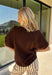 Wrap yourself in effortless fall style with this cozy brown short sleeve sweater! The rich autumn hue makes it a staple you'll reach for again and again, while the relaxed dolman sleeves create an easy, comfortable fit that's both flattering and timeless. Wide ribbed sleeve bands, a classic ribbed round neckline, and a ribbed hem add elevated finishing touches to this versatile knit. 