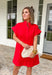 This red short sleeve dress is the bold, effortless piece your summer wardrobe needs! Made from a breathable cotton-linen blend, it’s lightweight and perfect for staying cool while still looking put together. The hidden button down design keeps the look clean and elevated, giving it that easy shirt dress feel you can dress up or down. Whether you're heading to lunch, work, or weekend plans, this dress brings the perfect pop of color. Just add sandals or sneakers and you’re set—don’t miss this one!