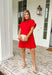 This red short sleeve dress is the bold, effortless piece your summer wardrobe needs! Made from a breathable cotton-linen blend, it’s lightweight and perfect for staying cool while still looking put together. The hidden button down design keeps the look clean and elevated, giving it that easy shirt dress feel you can dress up or down. Whether you're heading to lunch, work, or weekend plans, this dress brings the perfect pop of color. Just add sandals or sneakers and you’re set—don’t miss this one!