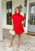This red short sleeve dress is the bold, effortless piece your summer wardrobe needs! Made from a breathable cotton-linen blend, it’s lightweight and perfect for staying cool while still looking put together. The hidden button down design keeps the look clean and elevated, giving it that easy shirt dress feel you can dress up or down. Whether you're heading to lunch, work, or weekend plans, this dress brings the perfect pop of color. Just add sandals or sneakers and you’re set—don’t miss this one!