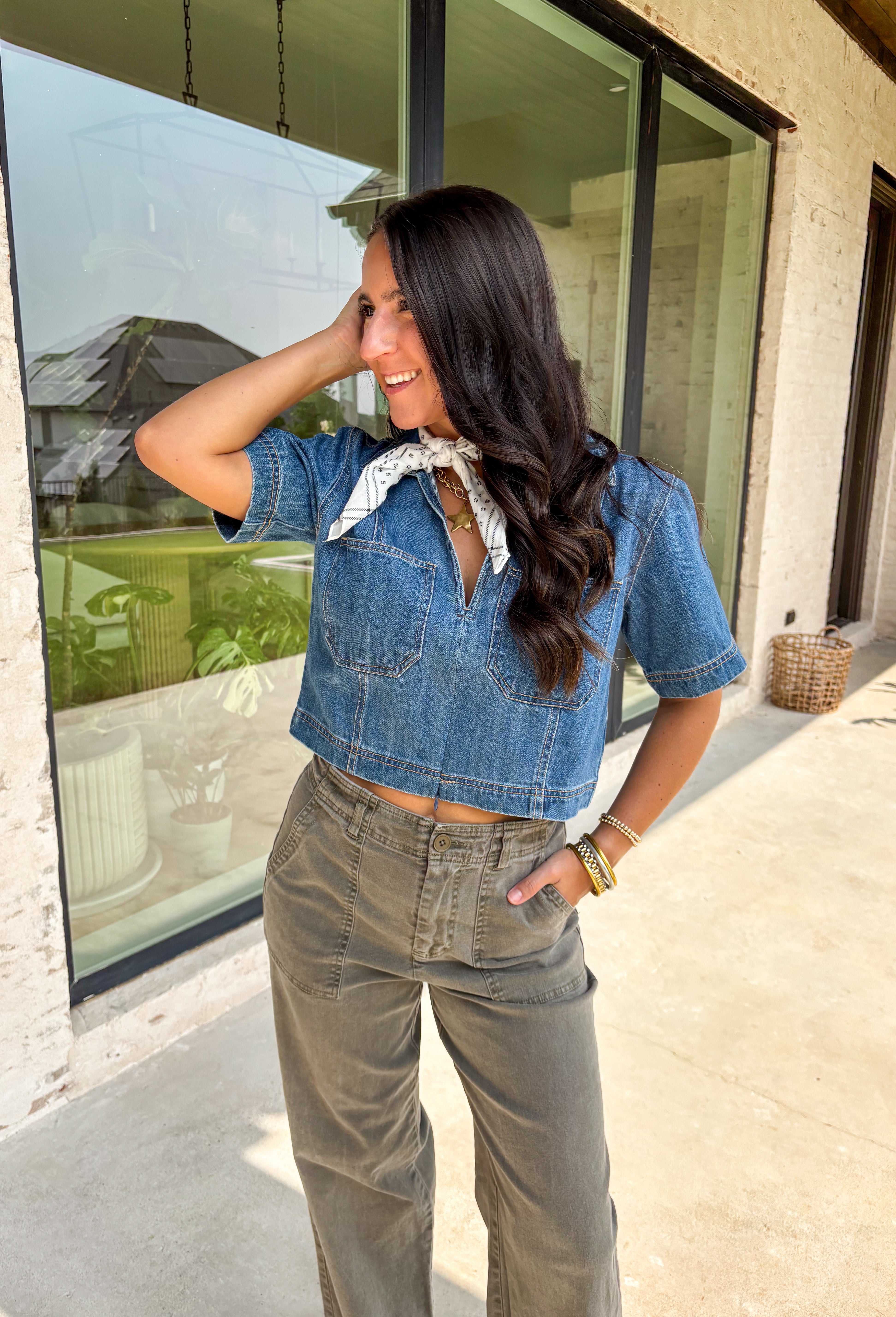 Let's Not Talk Denim Top - Groovy's