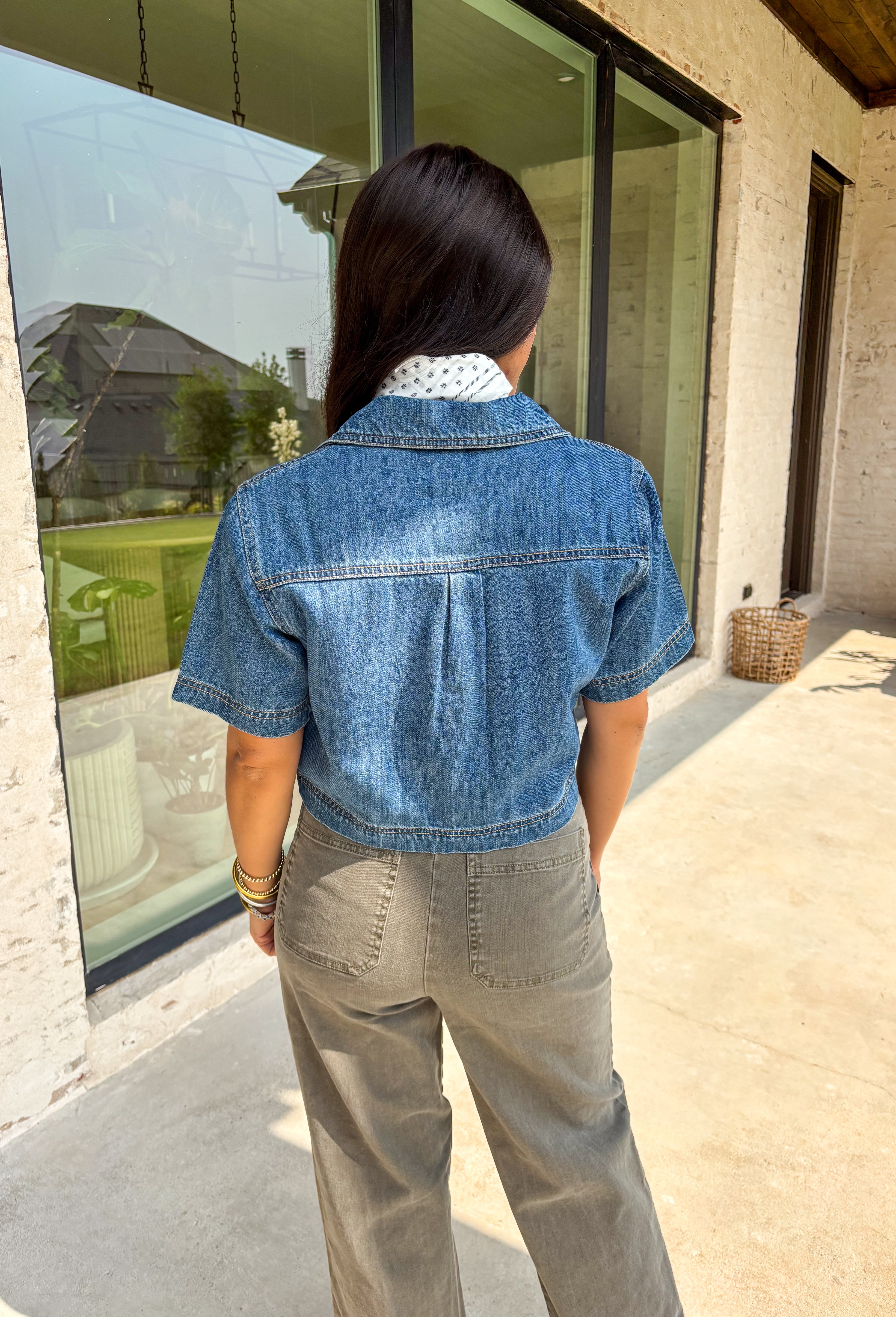 Let's Not Talk Denim Top - Groovy's