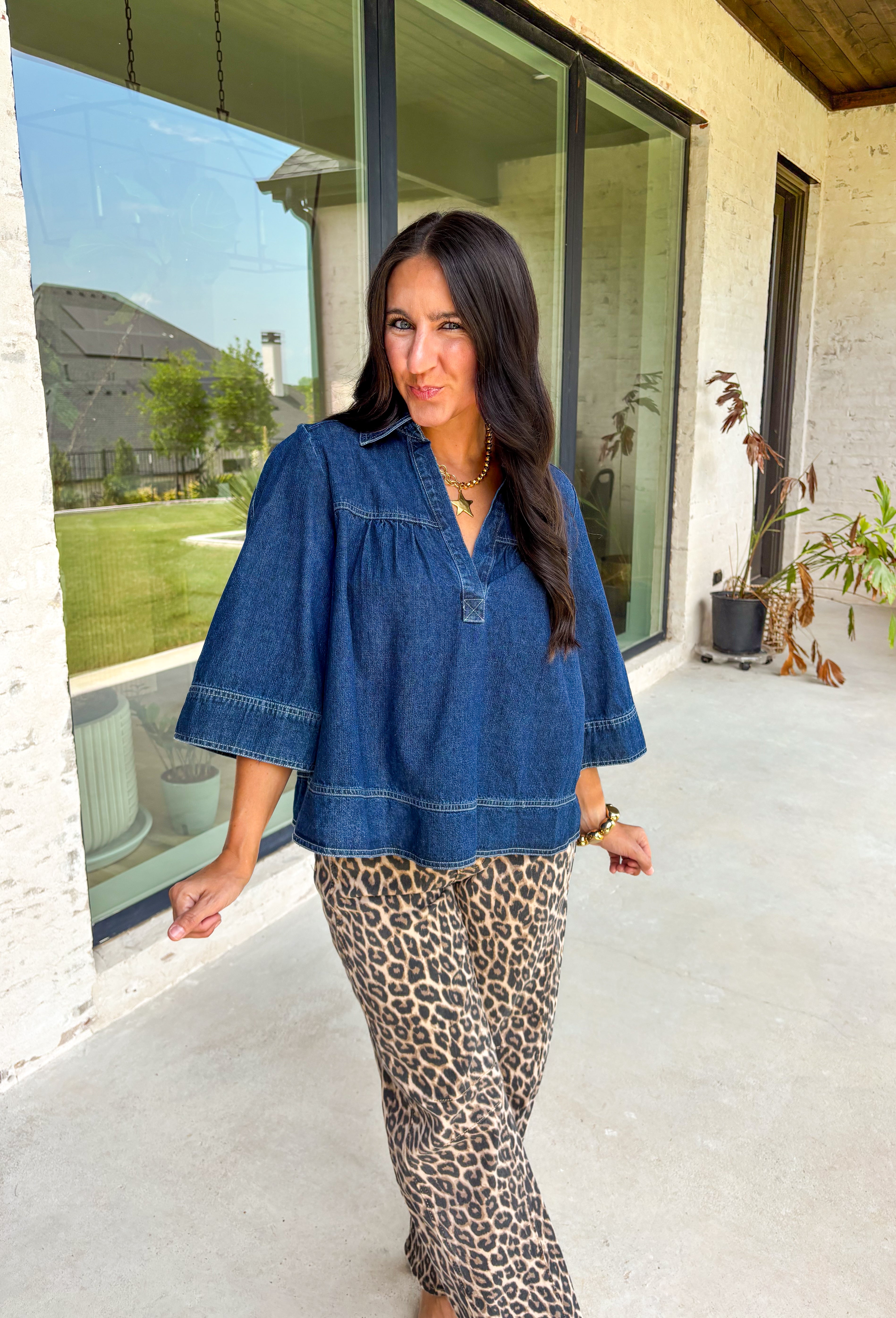 Looking Ahead Denim Top - Groovy's