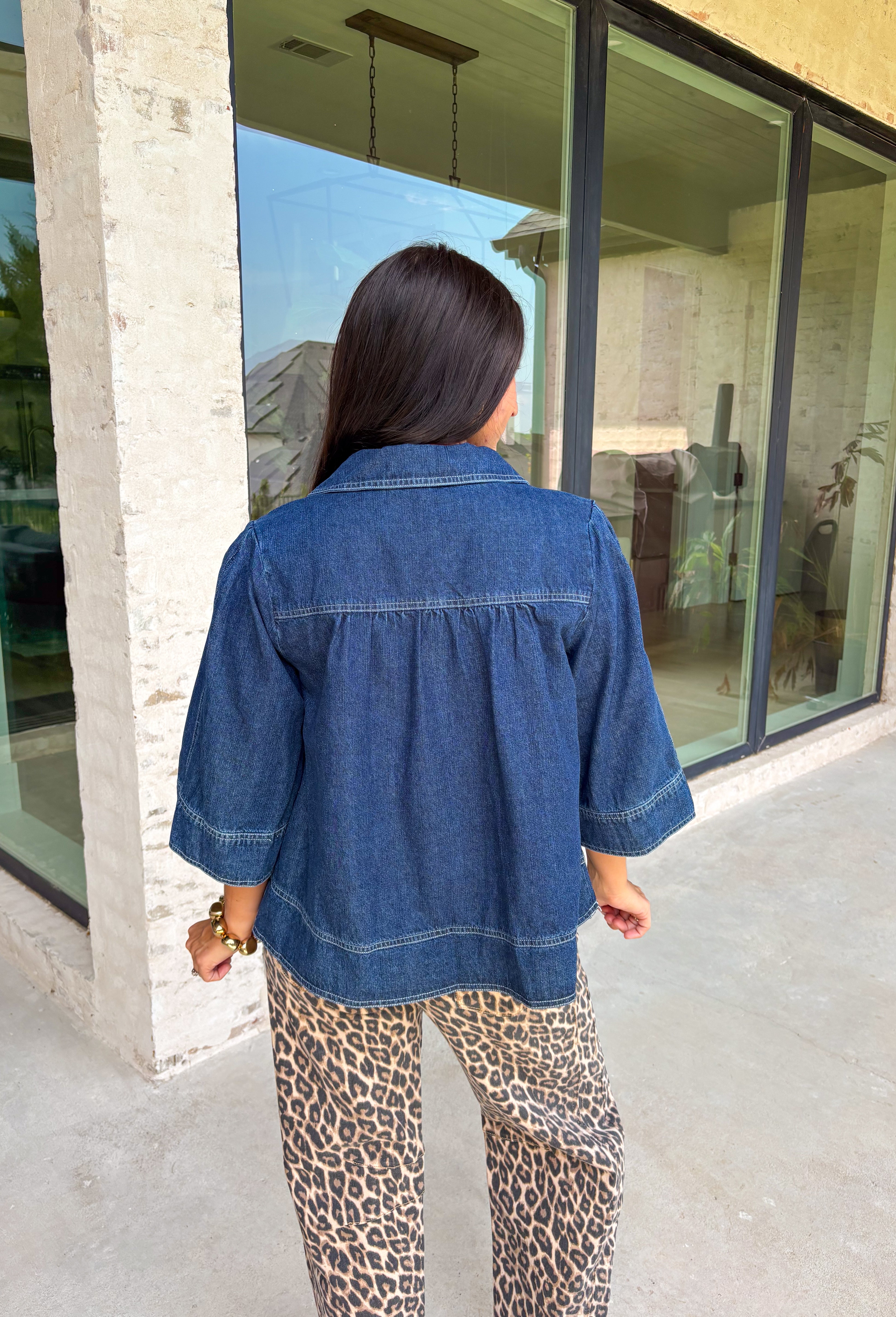 Looking Ahead Denim Top - Groovy's