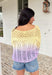 Soft, dreamy, and made for sunshine-filled days, this open knit sweater blends butter yellow and light purple in the prettiest ombré effect. The gradual color fade feels light and airy — perfect for bright spring mornings and breezy evenings. The open knit design gives it a breathable, relaxed feel while still offering cozy texture. Crafted from 100% cotton, it’s lightweight enough to layer now and wear on its own as temperatures warm up. 