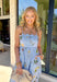 This light blue sleeveless dress is pure springtime sweetness! With a floral print sprinkled throughout, it feels fresh, feminine, and perfect for sunny days ahead. The scalloped neckline and matching scalloped hem add the prettiest little detail that makes this dress feel extra special. The adjustable straps let you customize the fit, and the elastic back with a self-tie detail keeps it comfy while giving you a flattering shape. Fully lined for coverage and finished with side pockets.