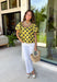 This lime polka dot top is the perfect blend of timeless and on-trend! The classic navy polka dot print never goes out of style, while the statement sleeves add a fashion-forward touch that instantly elevates your look. Crafted from breathable cotton, it's lightweight enough to wear now and easy to layer under jackets and cardigans as the seasons change. Whether you're heading to the office, meeting friends for lunch, or dressing up your favorite denim, this top makes looking polished feel effortless.