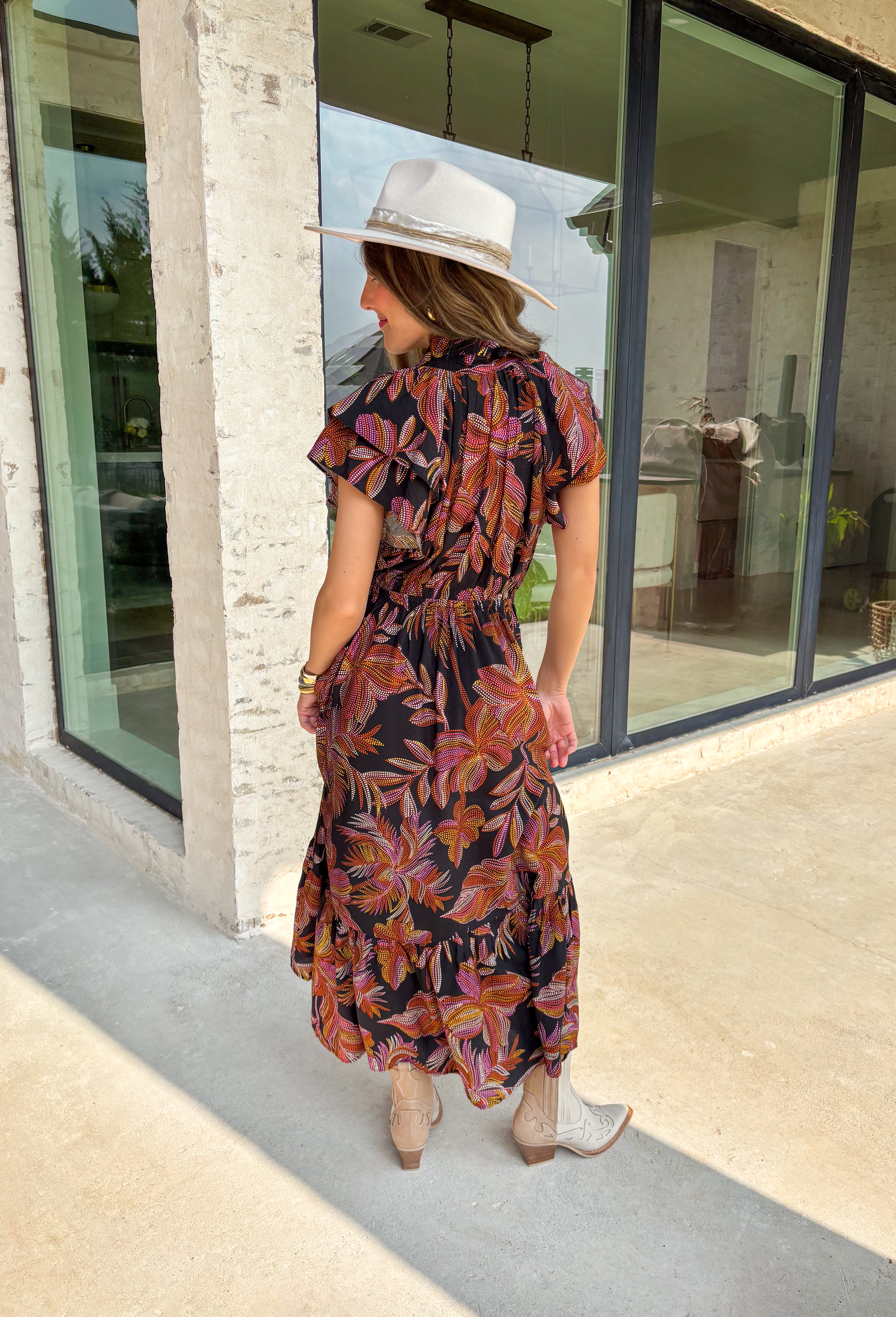 Memory Lane Midi Dress in Black - Groovy's