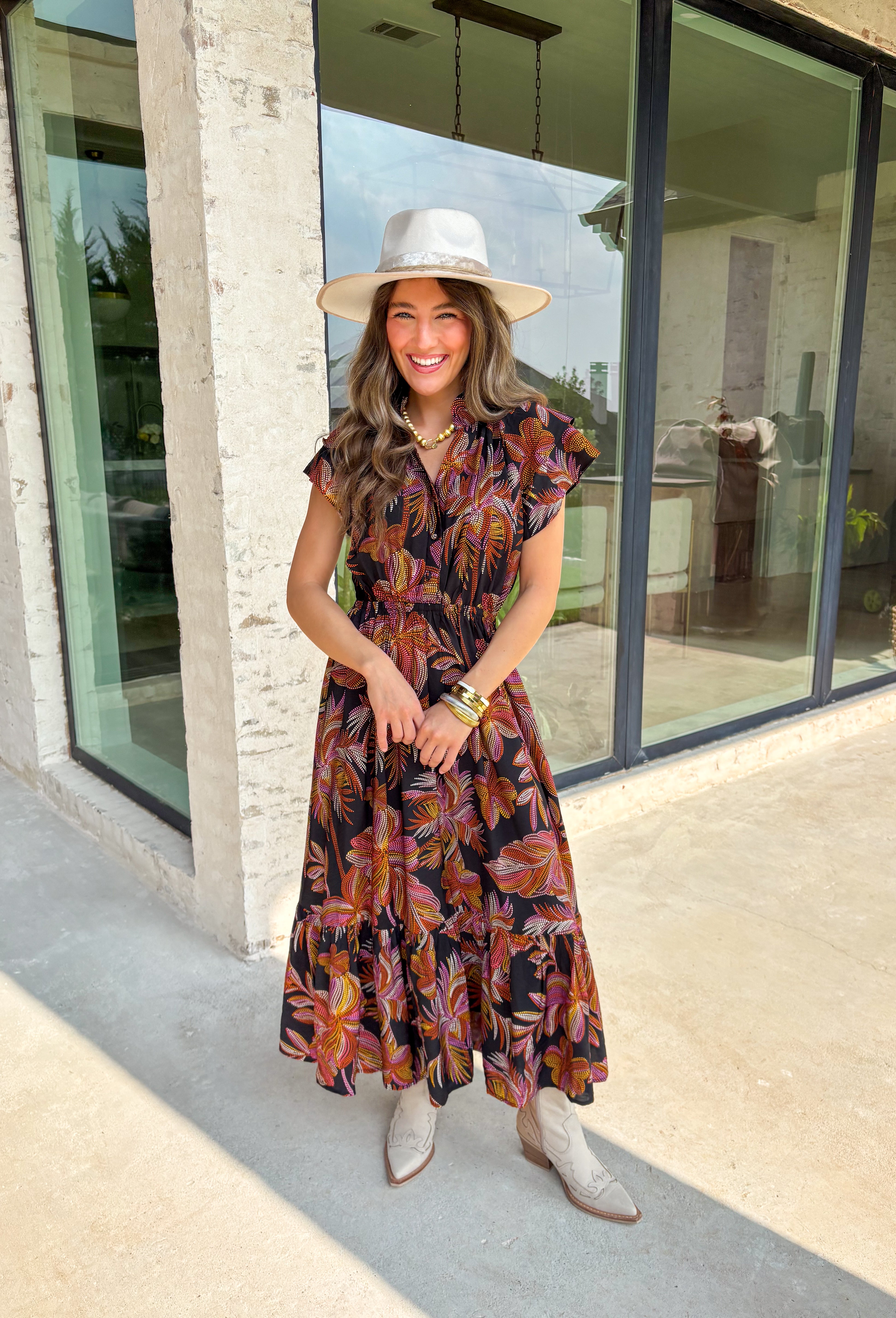 Memory Lane Midi Dress in Black - Groovy's