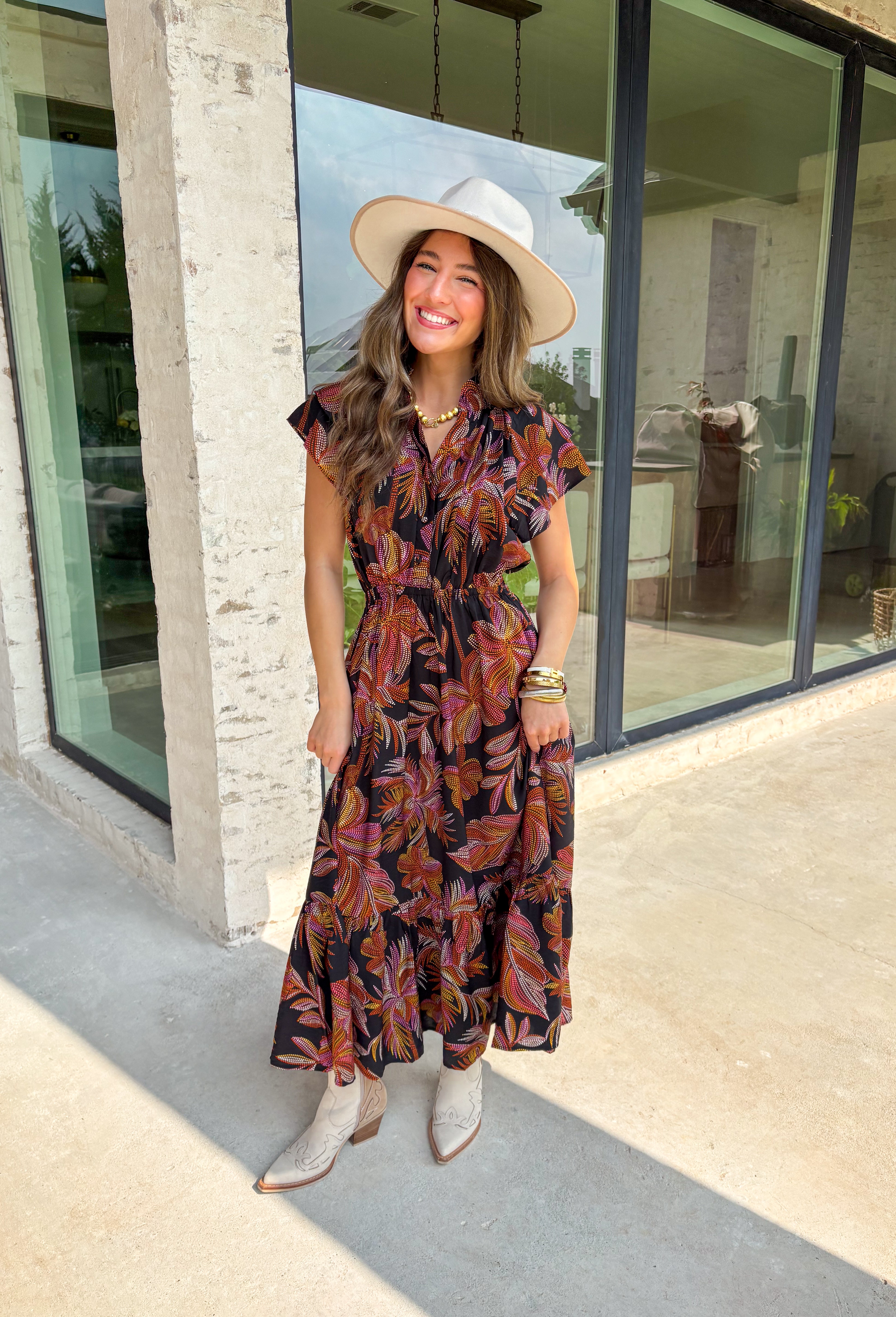 Memory Lane Midi Dress in Black - Groovy's