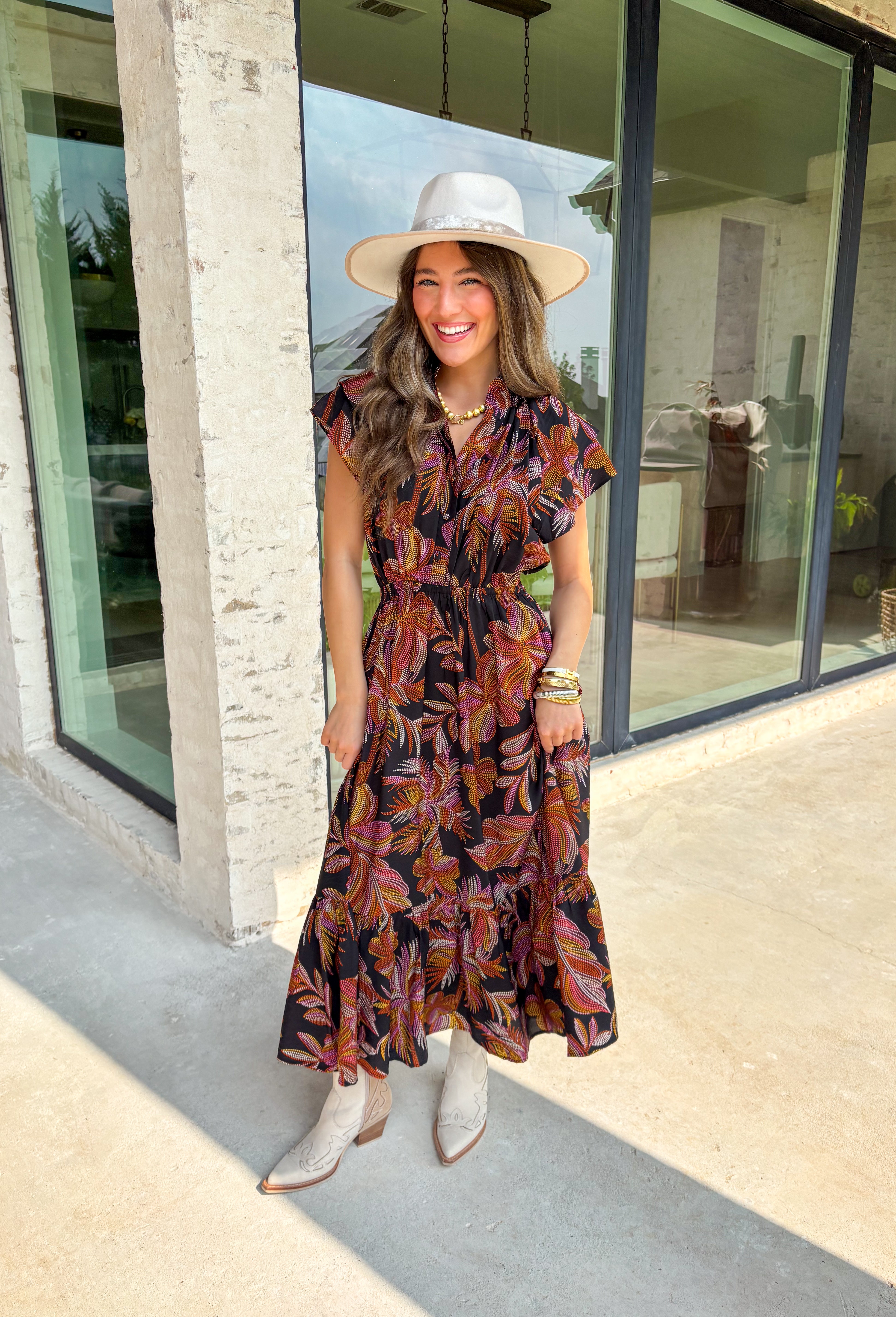 Memory Lane Midi Dress in Black - Groovy's