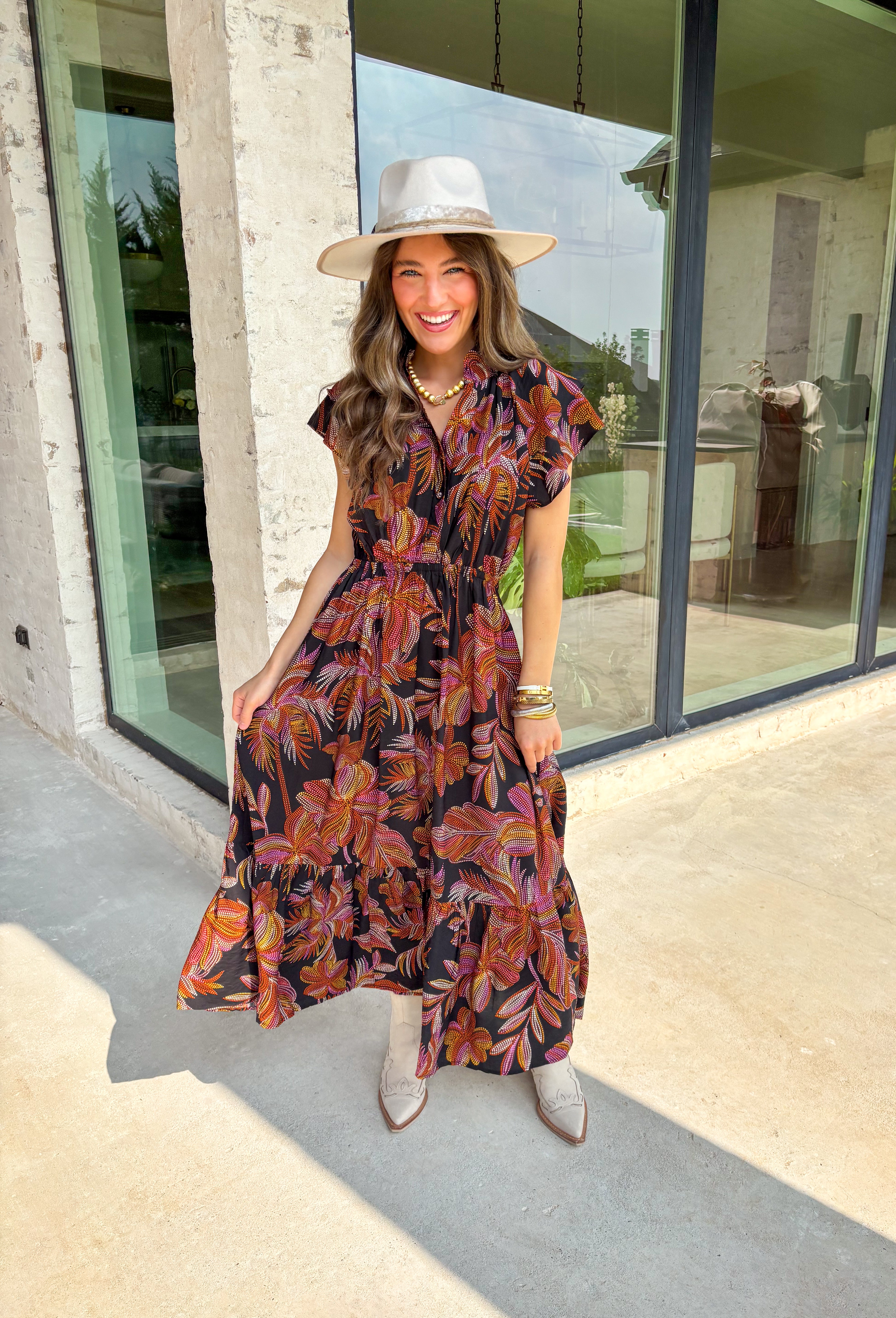 Memory Lane Midi Dress in Black - Groovy's