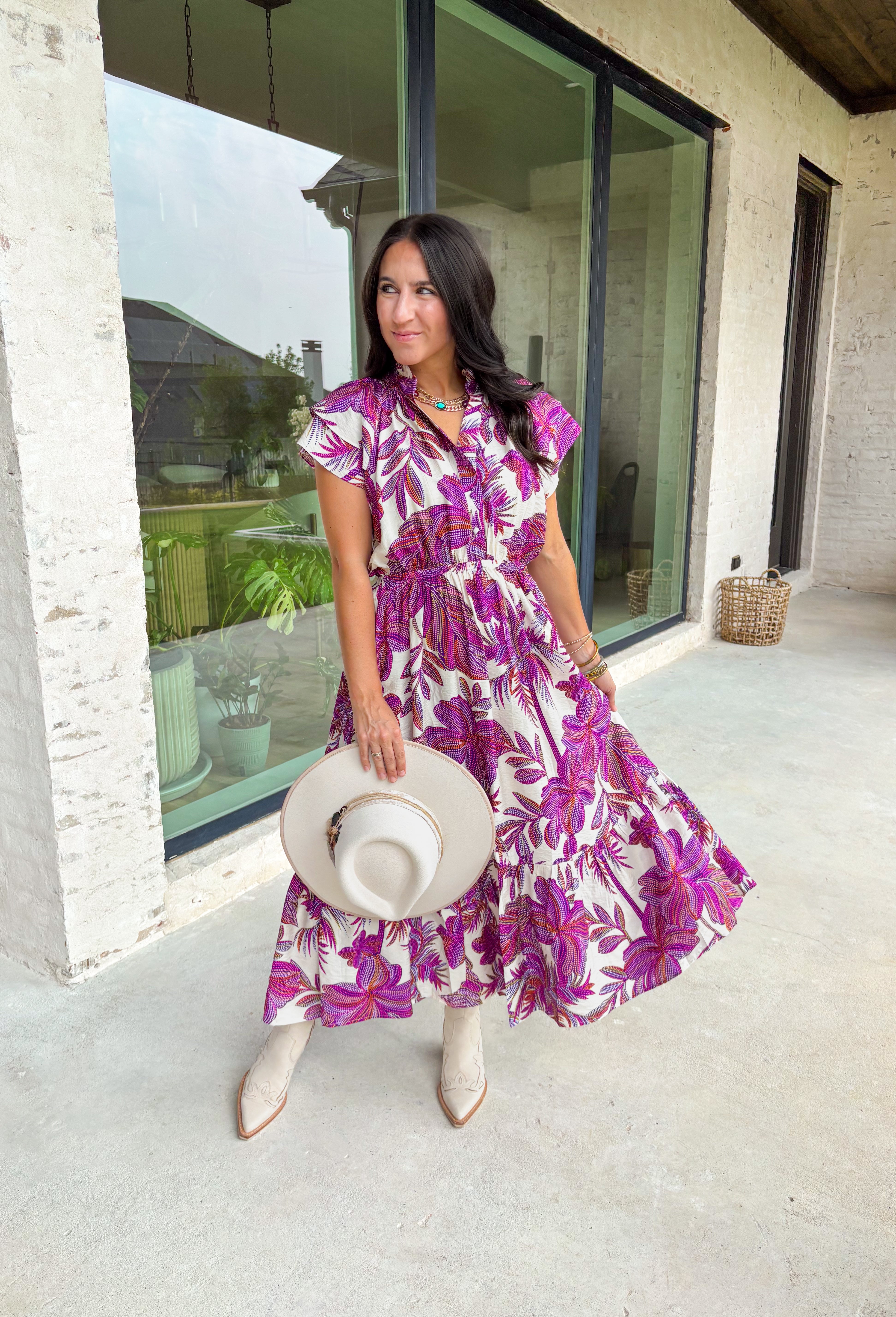 Memory Lane Midi Dress in Cream - Groovy's