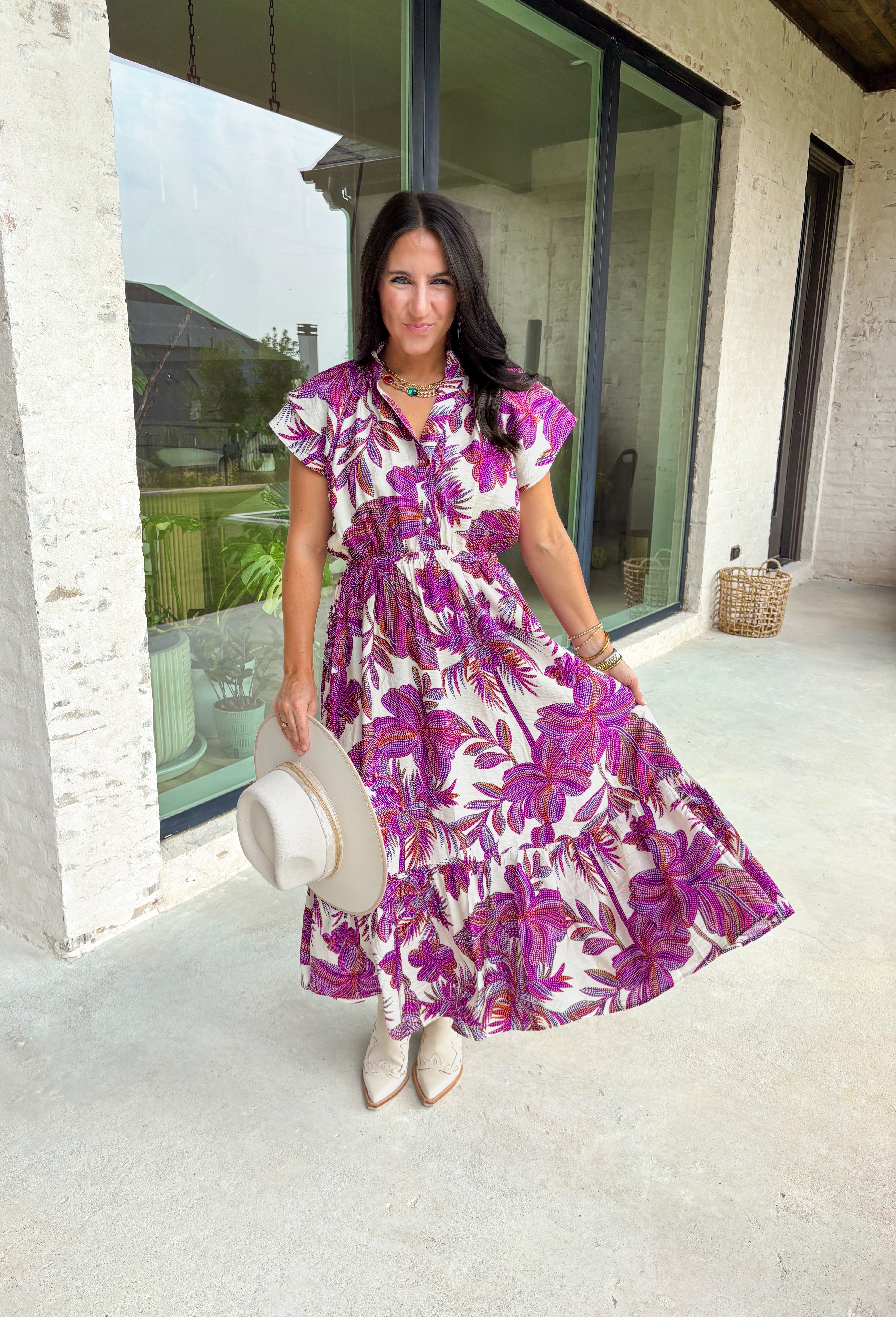 Memory Lane Midi Dress in Cream - Groovy's