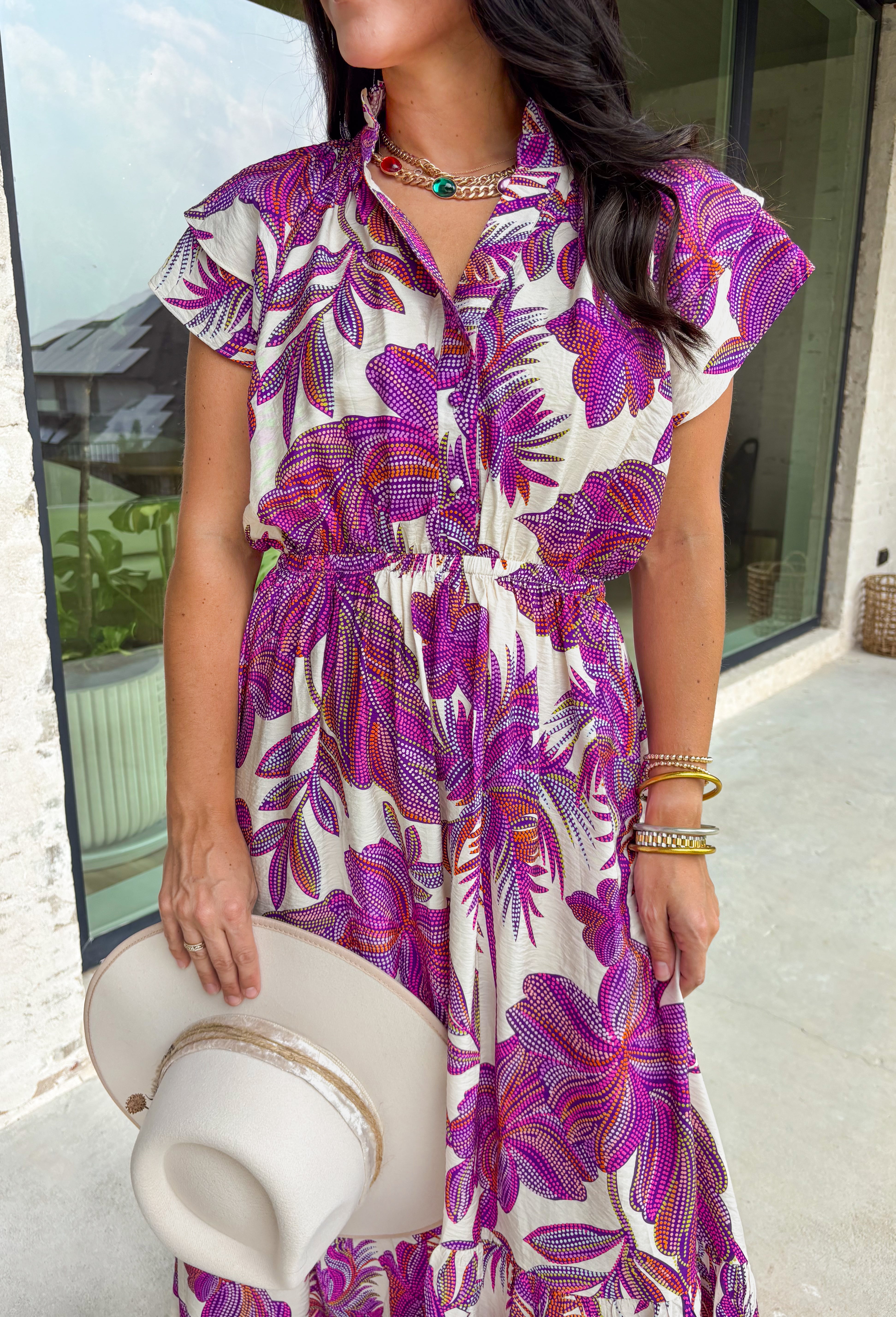 Memory Lane Midi Dress in Cream - Groovy's