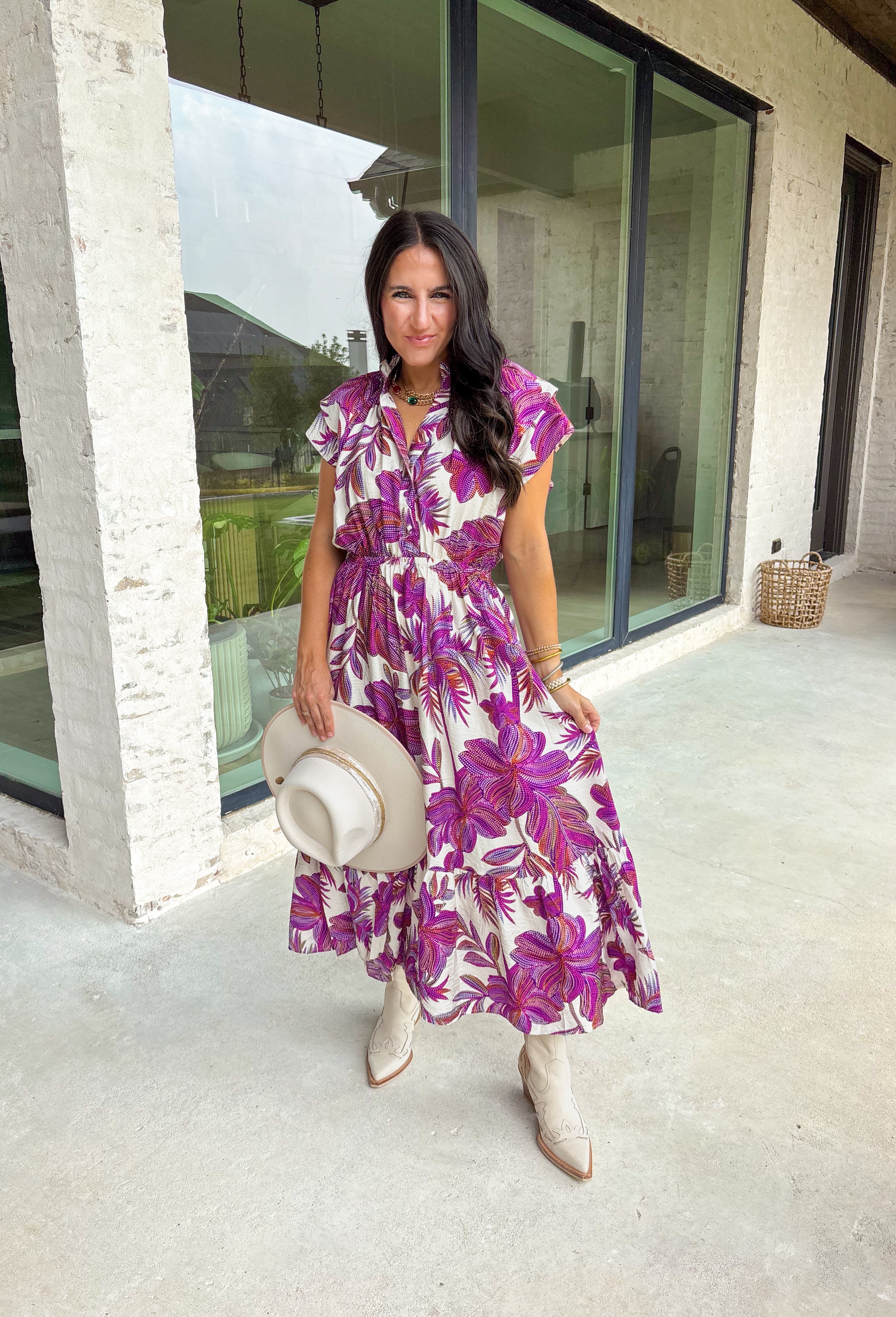 Memory Lane Midi Dress in Cream - Groovy's