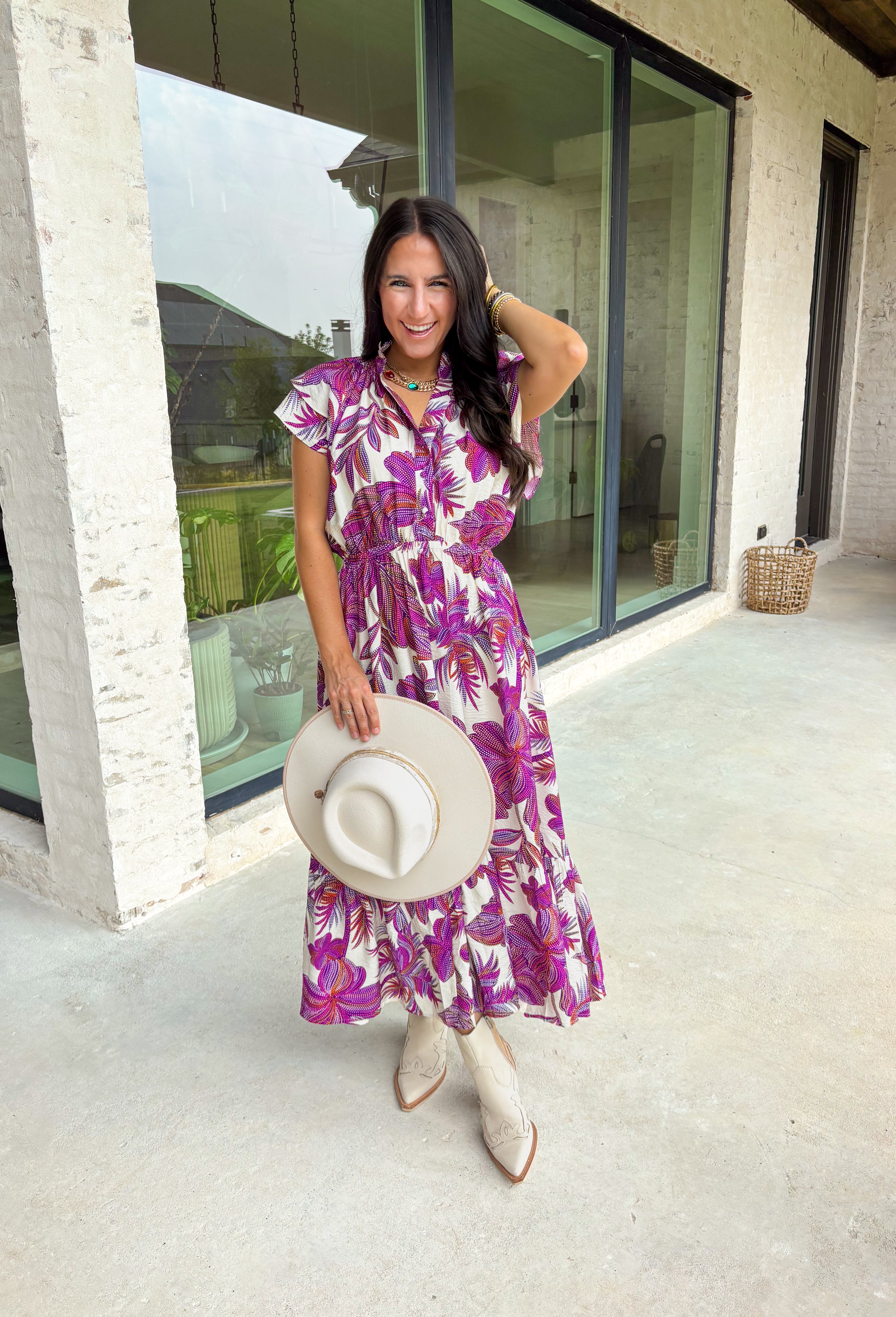 Memory Lane Midi Dress in Cream - Groovy's