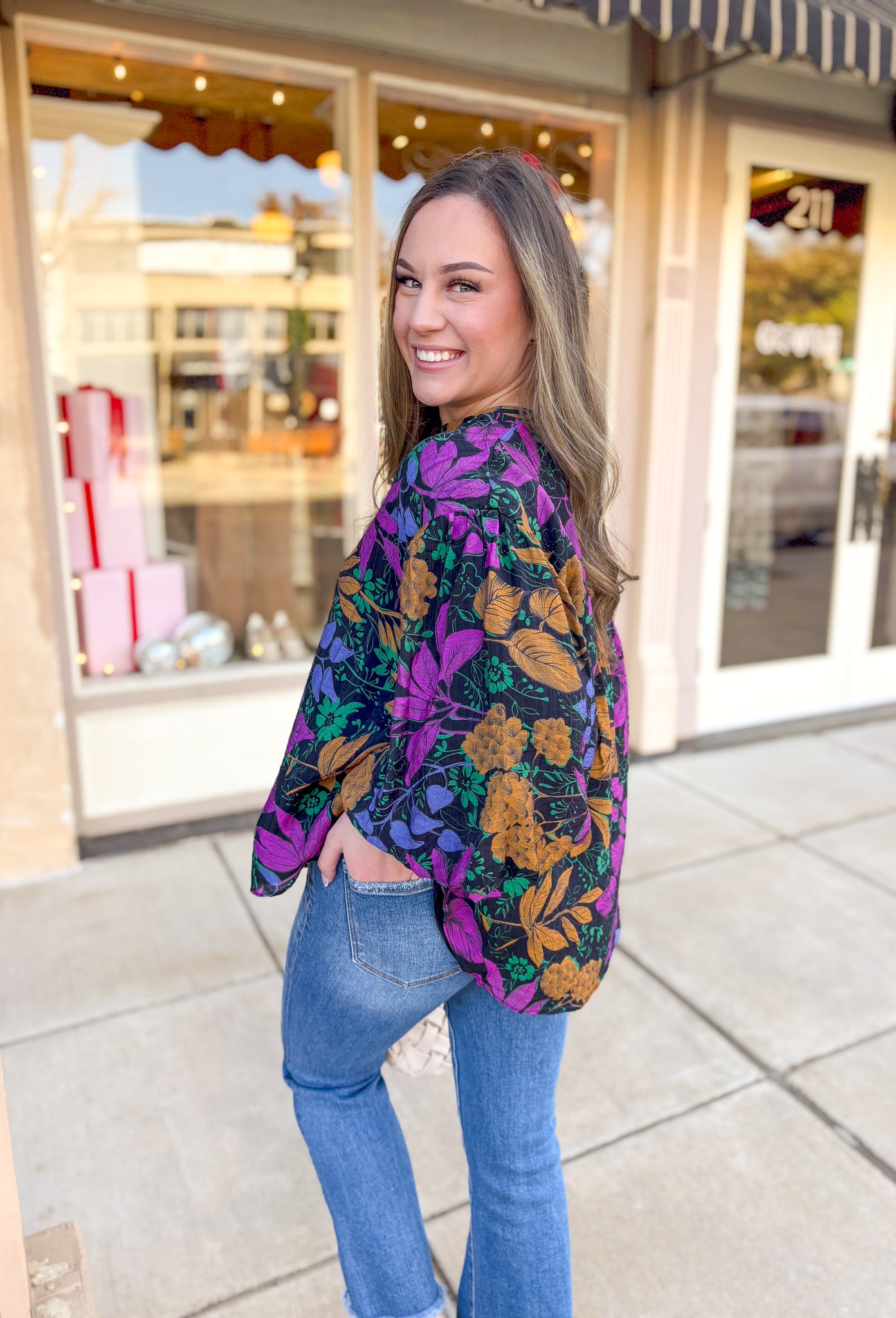 Midnight Blooms Button-Up Top - Groovy's