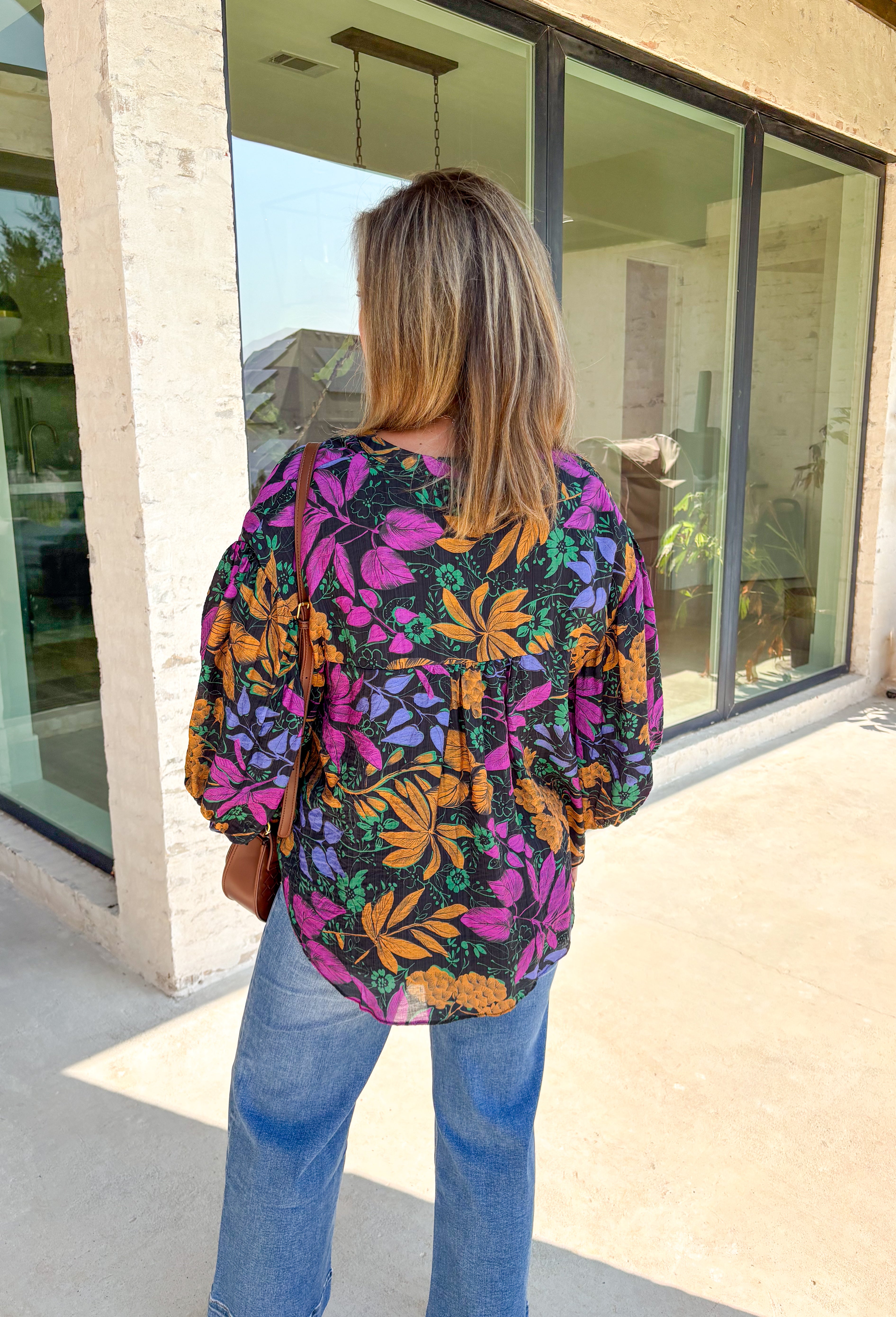 Midnight Blooms Button-Up Top - Groovy's