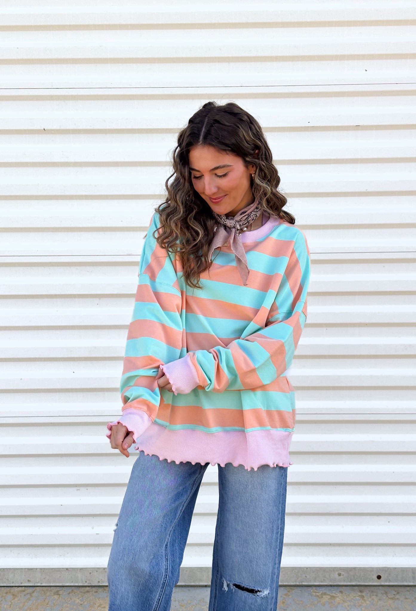 Mint to Be Striped Pullover - Groovy's