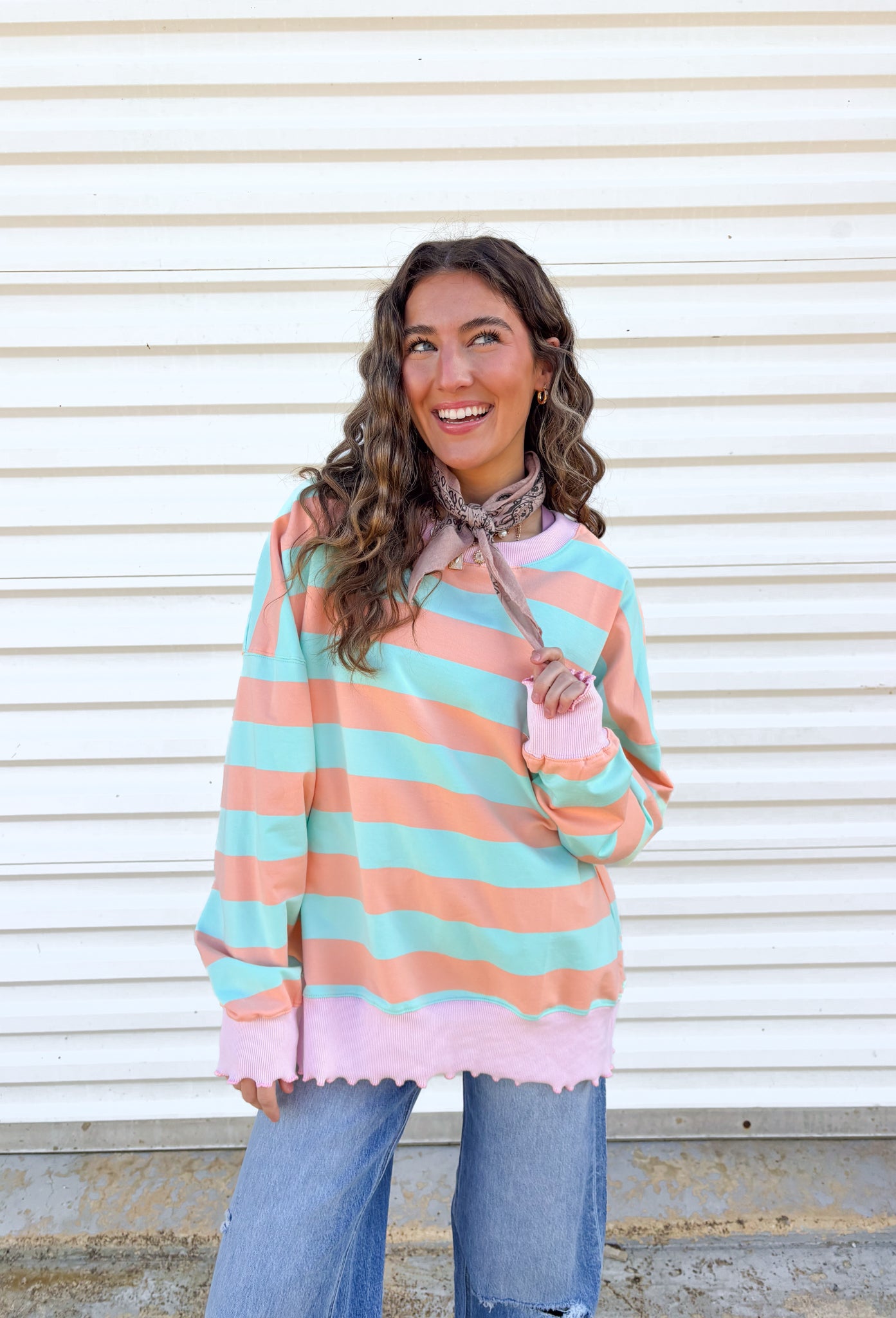 Mint to Be Striped Pullover - Groovy's