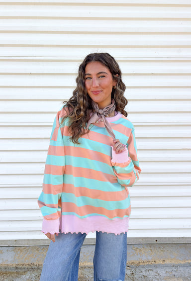 Mint to Be Striped Pullover - Groovy's