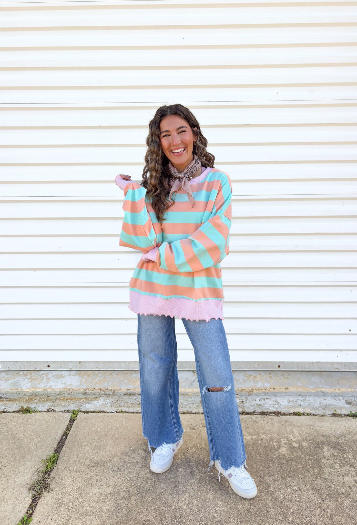 Mint to Be Striped Pullover - Groovy's